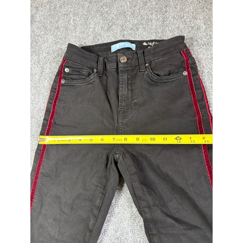 7 For All Mankind b(air) High Waist Ankle Skinny Jeans Black Velvet Stripe 24 - Picture 6 of 10